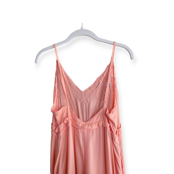 Free People sleeveless peach embroidered boho tie-waist Fonda jumpsuit | in S | - Picture 6 of 16